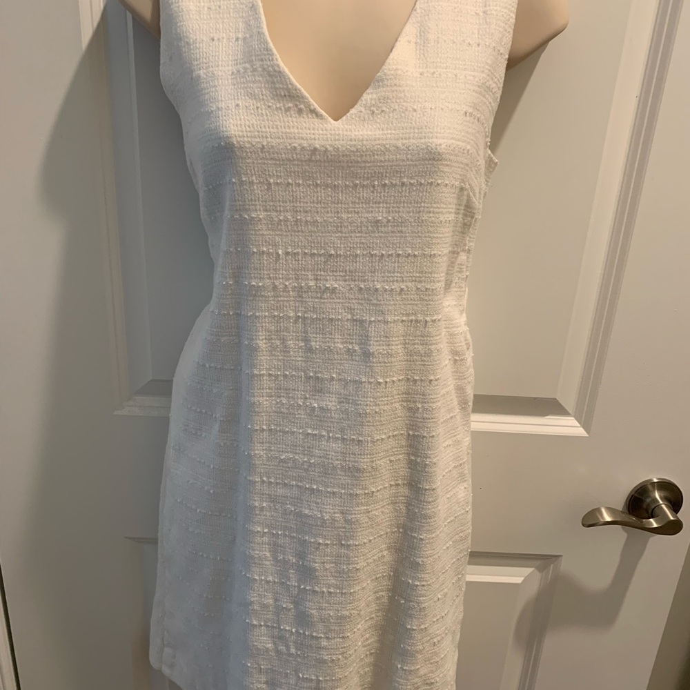 Loft shift dress textured white 10